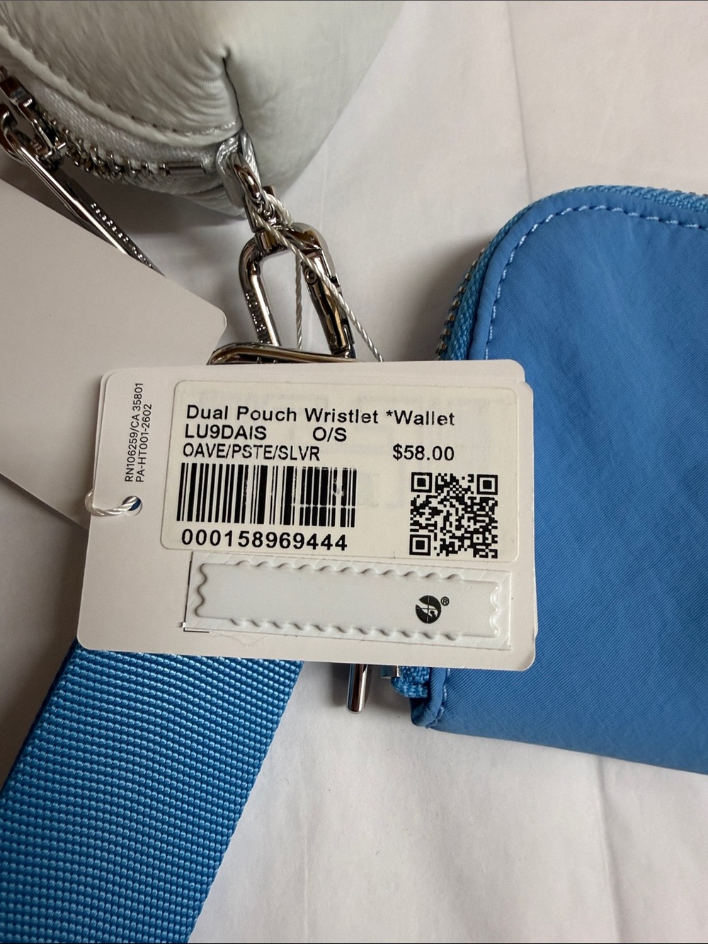 lululemon athletica Blue Wristlet Key & White Coin wallet Pouch - Picture 5 of 5